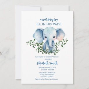 Boy Baby Shower Invitation Template Elephant
