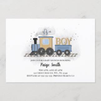 Boy Baby Shower Invitation | Train | It's A Boy