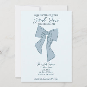 Boy Baby shower invitation with a bow 