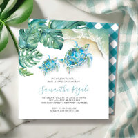 Boy Baby Shower Invitations Tropical Watercolor