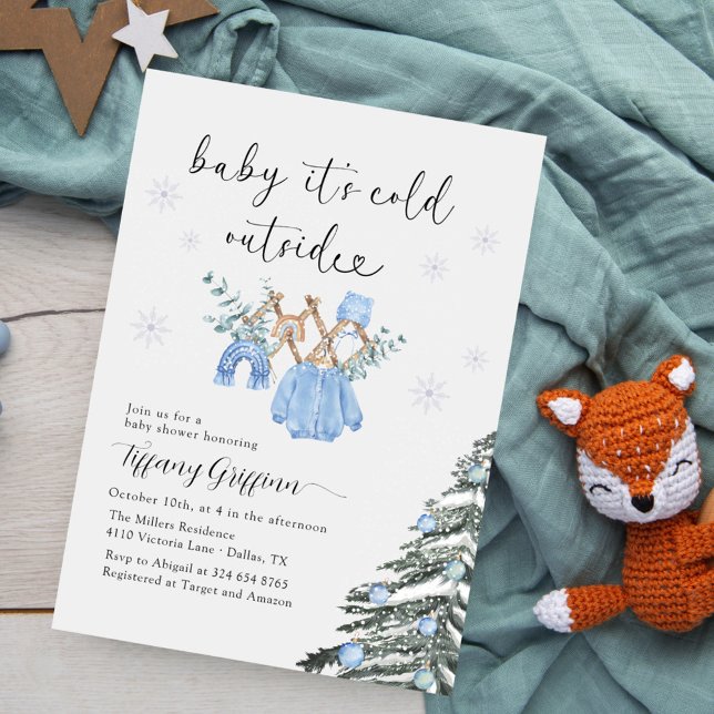 Boy Baby Shower Its Cold Outside| Clothes  Invitation (Creator Uploaded)