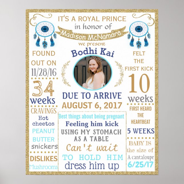 Boy Baby Shower Party Sign poster board (Front)