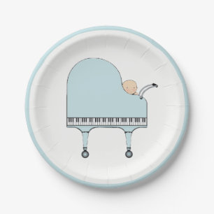 Boy Baby Shower Piano Paper Plate