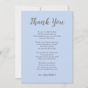 Boy Baby Shower Poem Thank you note Card