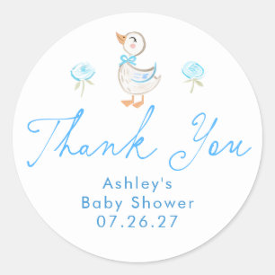Boy Baby Shower Silly Goose Thank You Favours Classic Round Sticker