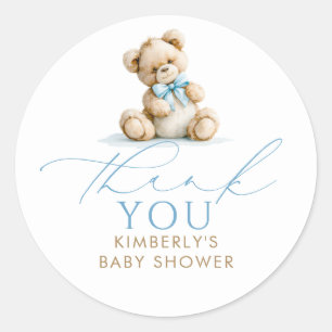 Boy Baby Shower Teddy Bear Thank You Favours Classic Round Sticker