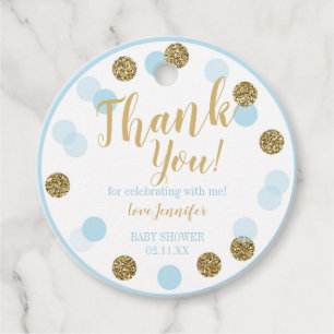 Boy Baby Shower Thank you Favour Tags Blue Gold