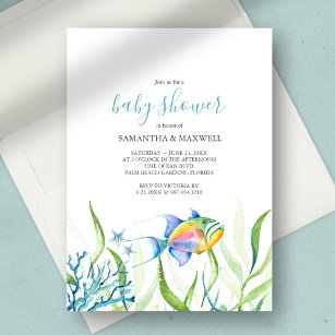 Boy Baby Shower Tropical Watercolor Invitation