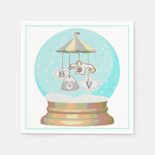 Boy baby shower winter yeti snow globe cute blue  napkin