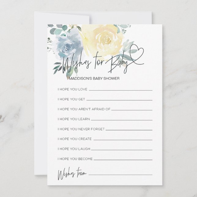 Boy Baby Shower Wishes For Baby Game Card (Front)