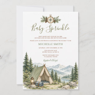Boy Baby Sprinkle Woodland Camping Adventure Tree Invitation
