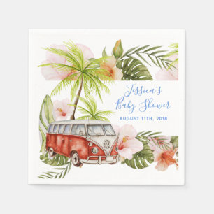 Boy Baby Surfboard Tropical Beach Shower Napkins