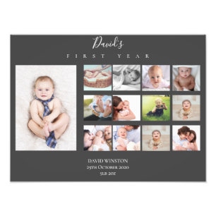 Boy Baby's First Year Photo Collage Keepsake Cute Print