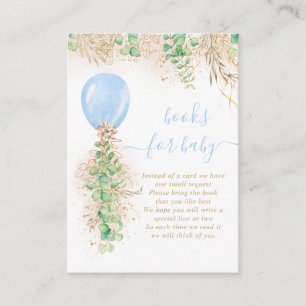 Boy Balloon Eucalyptus Gold Glitter Book For Baby Enclosure Card