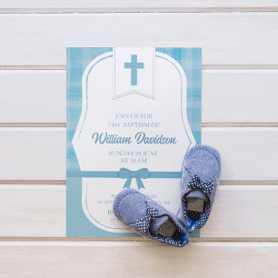 Boy Baptism Baby Blue Simple Invitation