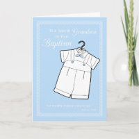 Boy Baptism Congratulations Blue with White Outfit