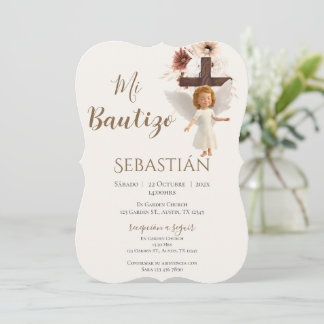 Boy Baptism Invitation in Spanish Boho