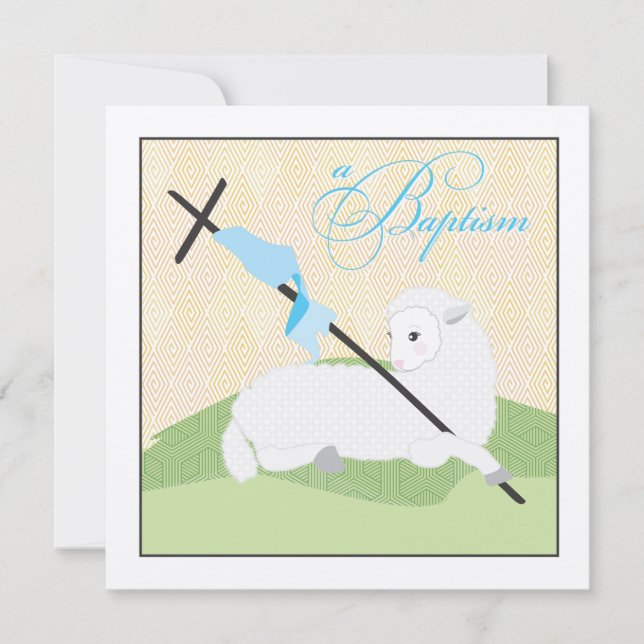 Boy Baptism Invitation - Litte Lamb (Front)
