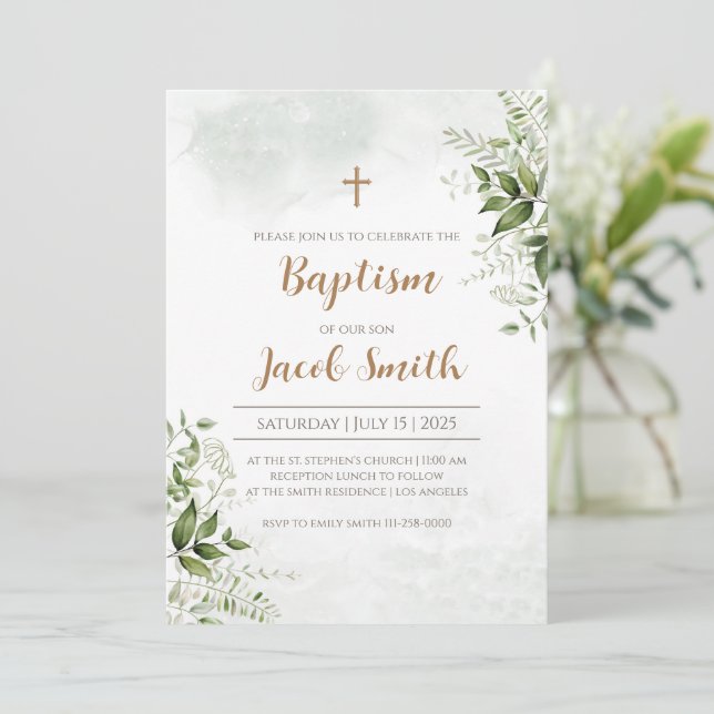 Boy Baptism invitations & Girl Christening invites (Standing Front)