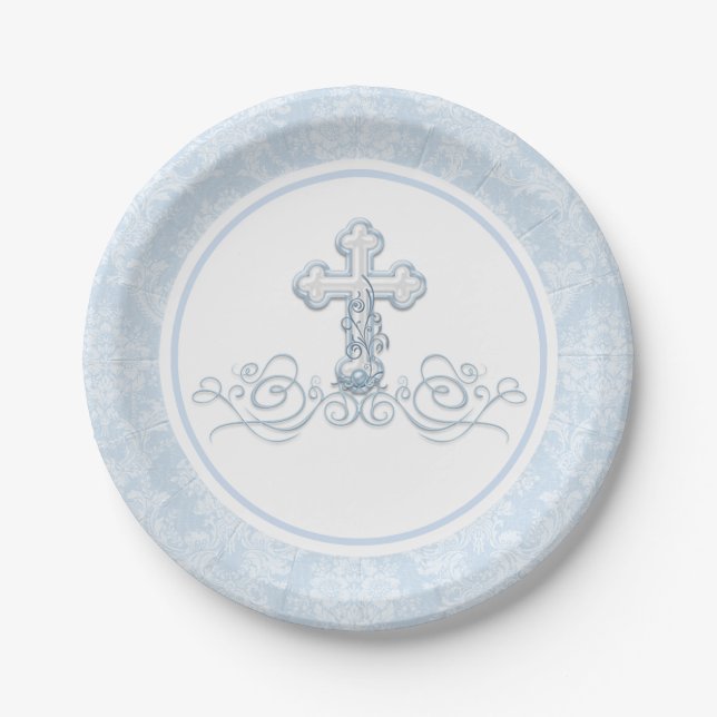 Boy Baptism Paper Plates (Front)