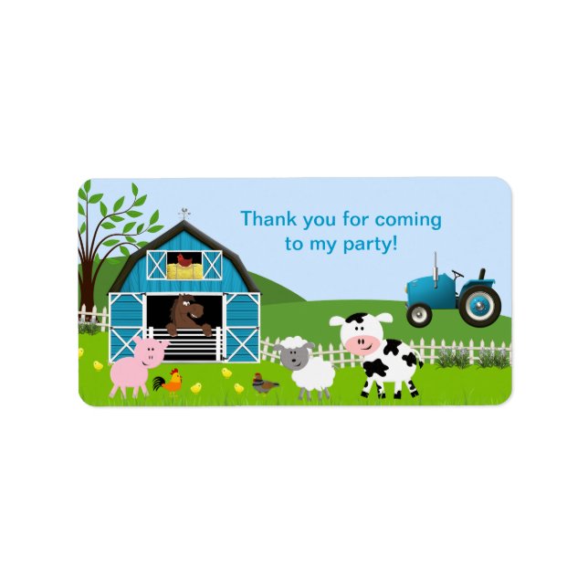 Boy Barnyard Farm Animals Favour Tag Address Label (Front)