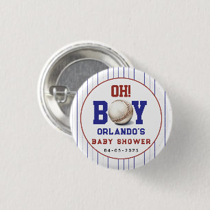 Boy Baseball Baby Shower   Cute Sports Party 3 Cm Round Badge