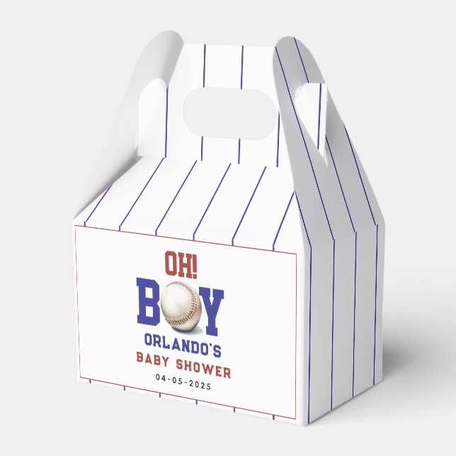 Boy Baseball Baby Shower | Cute Sports Party Favour Box (Front Side)