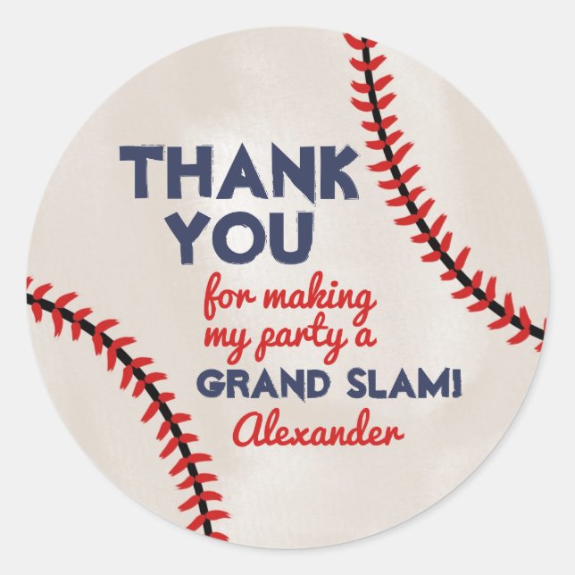 Boy Baseball Birthday Party Sticker (Front)