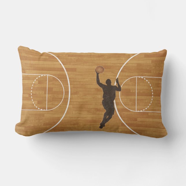 Boy Basketball Court Lumbar Throw Pillow (Front)