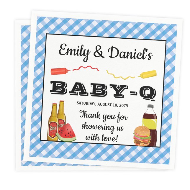 Boy BBQ Baby-q Baby Shower Paper Napkins (Creator Uploaded)