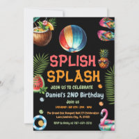 Boy Beach Ball Pool Party Invitation Birthday