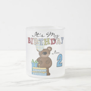 Boy Bear 2nd Birthday T-shirts and Gifts Frosted Glass Coffee Mug