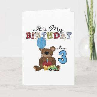 Boy Bear 3rd Birthday Tshirts and Gifts Card