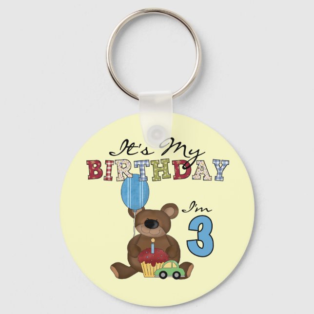 Boy Bear 3rd Birthday Tshirts and Gifts Key Ring (Front)