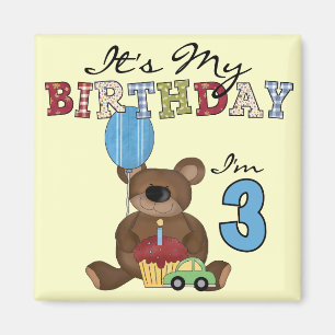 Boy Bear 3rd Birthday Tshirts and Gifts Magnet