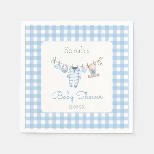 Boy Bear Baby Shower Napkin (Front)