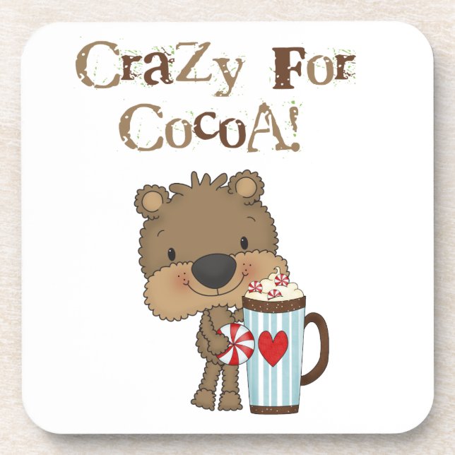 Boy Bear Crazy For Cocoa Holiday Coaster (Front)