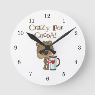 Boy Bear Crazy For Cocoa Holiday Round Clock