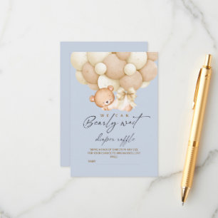 Boy Bearly Wait Diaper Raffle Baby Shower    Enclosure Card