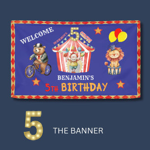 Boy Big Top Circus Carnival Fifth Birthday Banner