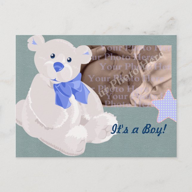 Boy Birth Announcement Postcard (Front)