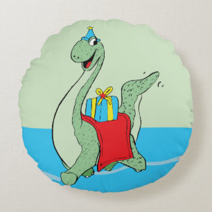 Boy, Birthday Dinosaur Round Cushion