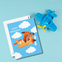 Boy Birthday Dog Pilot Flying Aeroplane Cute Funny