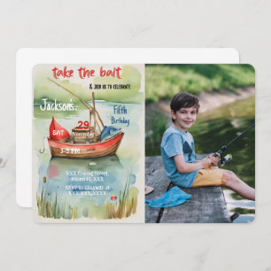 Boy Birthday Fishing Photo Invitation