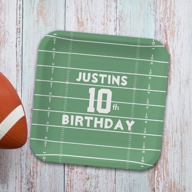 Boy Birthday Football Field Custom Paper Plate (Creator Uploaded)