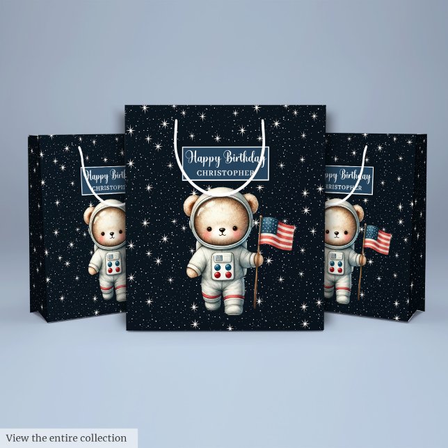 Boy Birthday Gift Bag Featuring Space Teddy Bear (Boy Birthday Gift Bag Featuring Space Teddy Bear)