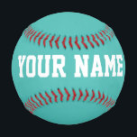 Boy Birthday gift idea custom name text turquoise Baseball<br><div class="desc">Create your unique Boy Birthday gift turquoise light blue custom name text Baseball adding your own personalised name, year, slogan, message or any text. Customisable cute baseball gift game for boy, boyfriend, dad, grandpa, cheerleaders, teen, teenager, baby boy, players, teammates, fans. Choose your favourite team and use any background colour....</div>