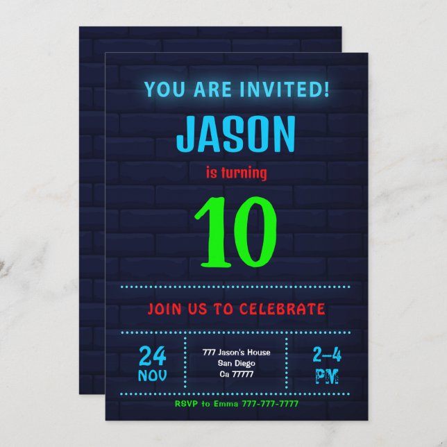 Boy Birthday Invitation (Front/Back)
