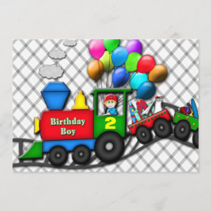 Boy Birthday Invitation - INSERT HIS AGE - TRAINS