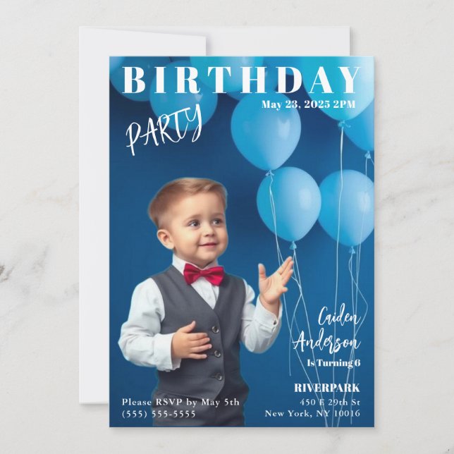 Boy Birthday Party Magazine Cover Invitation (Front)